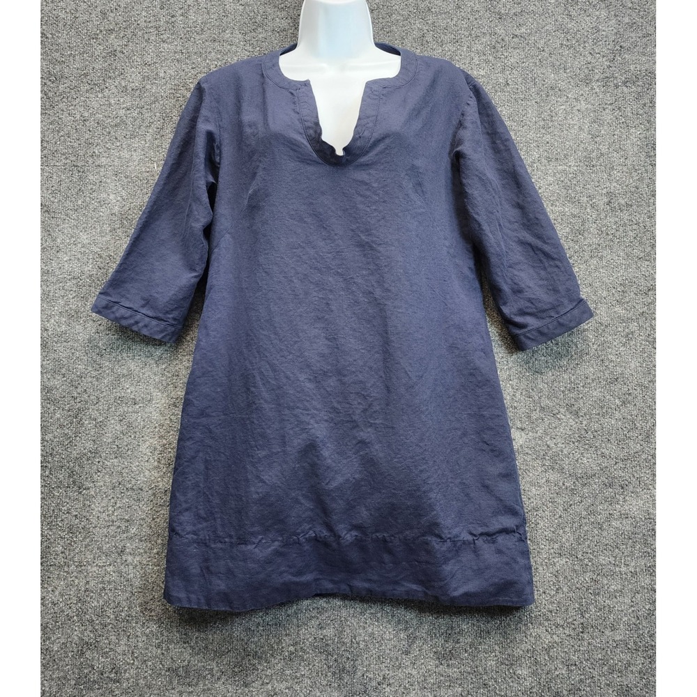 J.Crew Womens Linen Cotton Shift Dress Navy Coastal Preppy Quiet Luxury Summer 8
